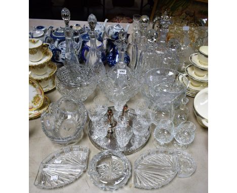 A Thomas Webb crystal claret jug; another similar; an Edinburgh crystal square decanter; other crystal and cut glass; plated 