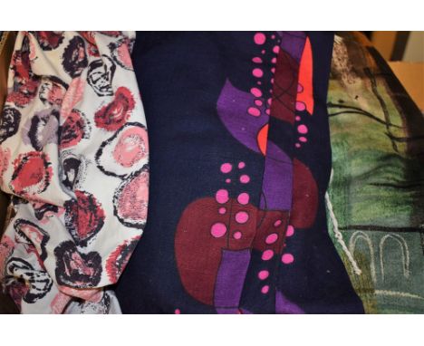 Textiles - retro fabrics including Lucienne Day, Ducatoon; John Piper, Stones of Bath, for Sanderson; Rio by Helene Wiedel fo