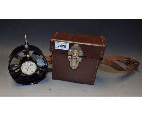 A leather cased 4" wind anemometer, by Davis of Derby   Condition Report:  Appears not to be working