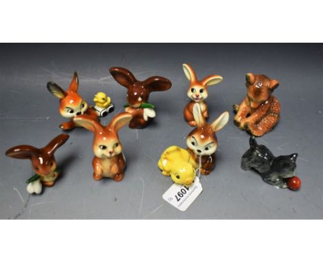 Goebel Pottery - a Hummel figures of animals, Bear Cub,No 911,  Cat and ball; Rabbits etc (8)