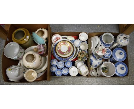 Ceramics - an Aynsley Cottage Garden pattern oval platter and jug; a set of Spode Blue Room spice and storage jars; an Aynsle