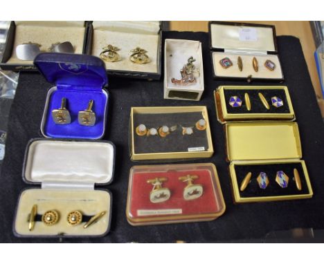 A collection of nine gentlemen's cufflinks, Art Deco, enamel, etc.