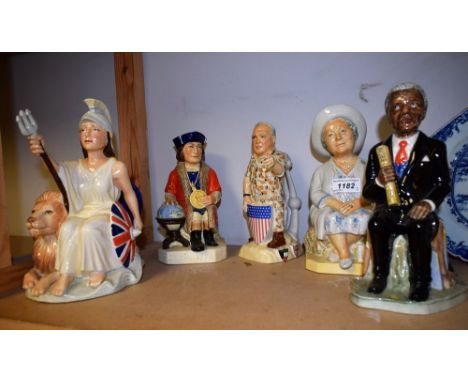 A Kevin Francis ceramic character jug, Rule Britannia, limited edition 37/350; others, Nelson Mandela 78/250, The Queen Mothe