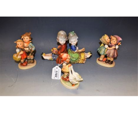 Goebel Pottery - a Hummel figures, bookends, dandy and companion, Hikers, Goose Girl etc (5)