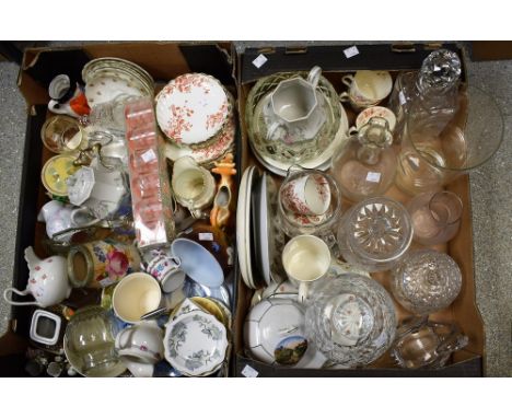 Ceramics and Glass - cut glass jars, vase, etc; a Staffordshire part tea set; a pair of Victorian spill vases; others, Royal 