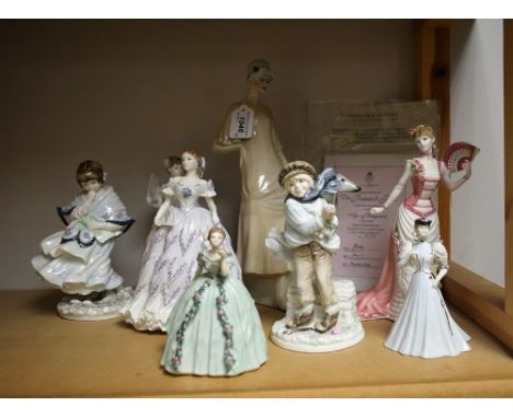 A Royal Worcester figure, Compton and Woodhouse, The Last Waltz; others similar, Coalport The Boy, with certificate; Royal Do