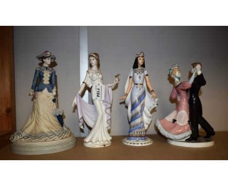 A Coalport ceramic figure, Queen of Sheba, limited edition; others, Helen of Troy, Henley Royal Regatta and The Gay Nineties 