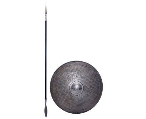 IMMORTALS (2011) - Hellenic Shield and Spear Pair - A Hellenic shield with spear pair from Tarsem Singh's fantasy action Immo