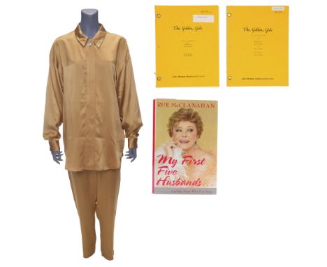 THE GOLDEN GIRLS (T.V. SERIES, 1988) - Blanche Devereaux's (Rue McClanahan) Gold Outfit, Autographed Book, and Two Scripts - 