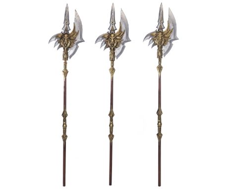 WARCRAFT (2016) - Set of Three Alliance Halberds - Three Alliance halberds from Legendary Pictures' fantasy epic Warcraft. So