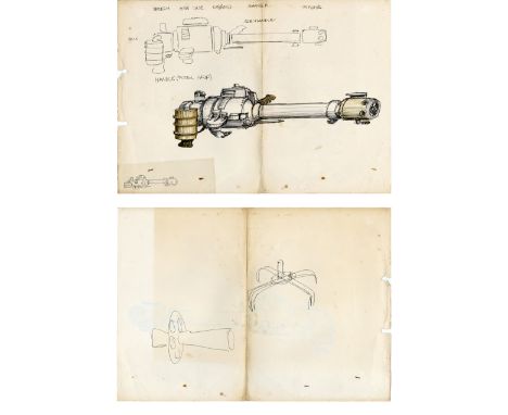 STAR WARS: THE EMPIRE STRIKES BACK (1980) - Hand-Drawn Michael Ford Hoth Rebel Blaster Cannon Concept Sketch - A concept sket