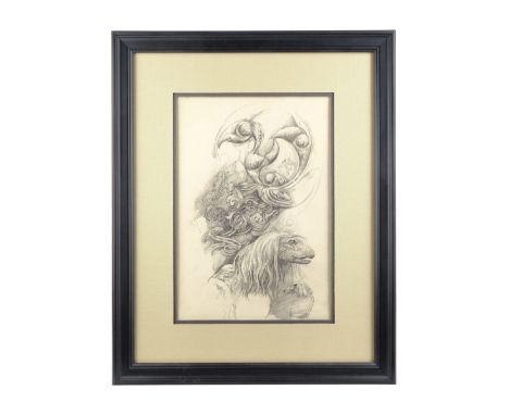 THE DARK CRYSTAL (1982) - Framed Published Hand-Drawn Brian Froud Mystics Concept Artwork - Framed concept artwork of the Mys