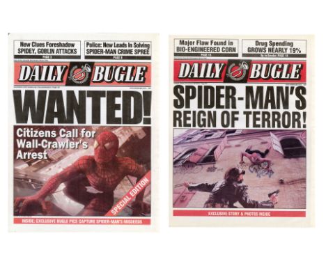 SPIDER-MAN (2002) - Pair of Daily Bugle Newspaper Covers - Two Daily Bugle newspaper covers from Sam Raimi's superhero film S