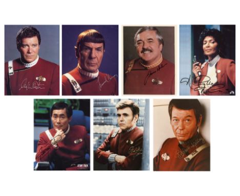 STAR TREK: VARIOUS PRODUCTIONS - Set of Seven Cast-Autographed Photos - A set of seven photos autographed by the cast of Gene