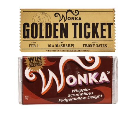 CHARLIE AND THE CHOCOLATE FACTORY (2005) - Golden Ticket and Fudgemallow Delight Wonka Bar - A golden ticket and Fudgemallow 