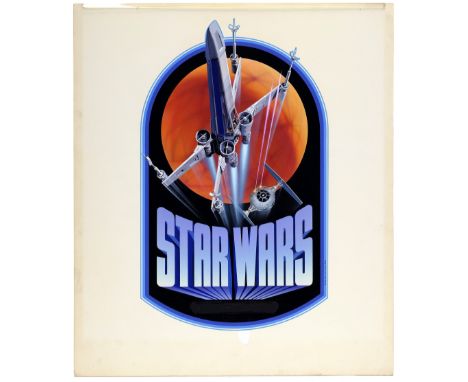 STAR WARS: A NEW HOPE (1977) - Hand-Painted Ralph McQuarrie X-Wing Starfighter and Imperial TIE Fighter Illustration - An ill