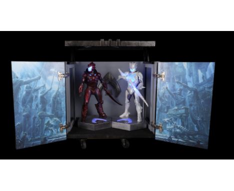AQUAMAN (2018) - Pair of Light-Up Atlantean Soldier Marketing Display Statues - A pair of light-up Atlantean soldier marketin