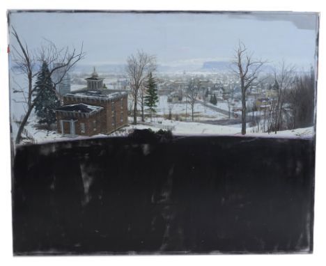 PRANCER (1989) - Hand-Painted Michael Pangrazio Neighborhood in Snow Matte Painting - A hand-painted Michael Pangrazio neighb