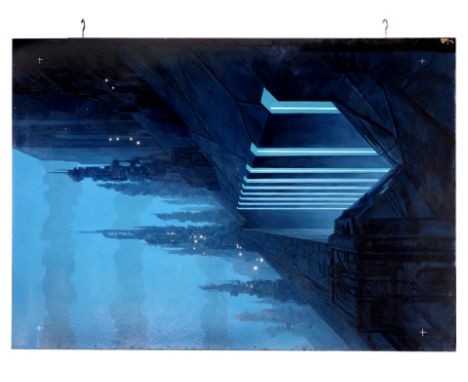 INDEPENDENCE DAY (1996) - Hand-Painted Chris Evans Interior Alien Spaceship Matte Painting - A hand-painted Chris Evans inter