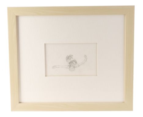 STAR WARS: A NEW HOPE (1977) - Framed Hand-Drawn Ralph McQuarrie Female Luke Skywalker Hanging from Tree Concept Sketch - A f