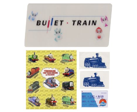BULLET TRAIN (2022) - Lemon's (Brian Tyree Henry) Blue Train Stickers and Sticker Set with Train Card and Parking Placard - L