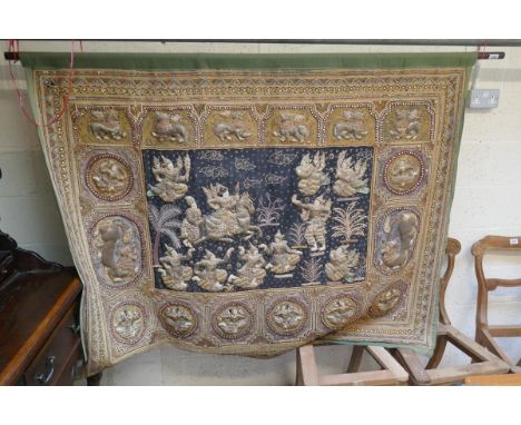 Large Burmese tapestry - Approx. 174cm x 130cm 