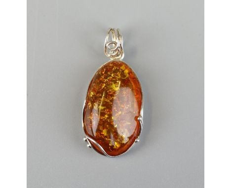 Silver &amp; amber pendant 