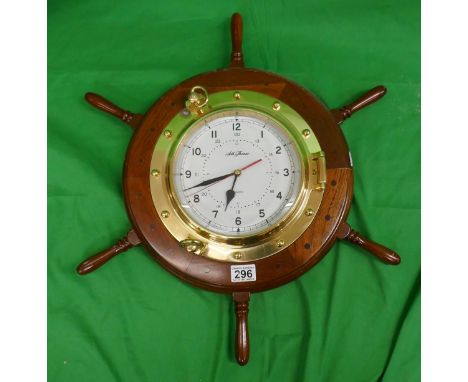 Seth Thomas ships steering wheel and brass port hole clock 