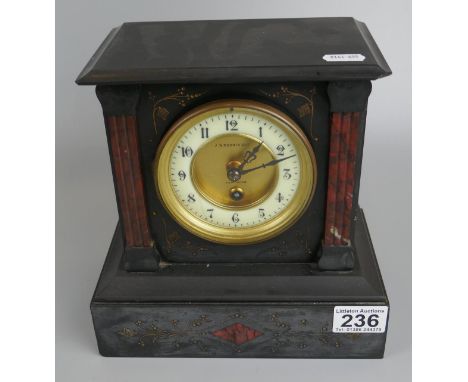 Slate mantle clock by J W Morris and Co. 