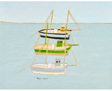 Bryan Pearce (1929-2007) “Three Boats” Signed, inscribed verso and dated 1992, oil on board, 40cm by 50cmProvenance: Belgrave