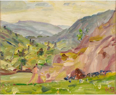 Kurt Schwitters (1887-1948) German  Landscape  Initialled, oil on board, 25cm by 30cmProvenance: Wantee Thomas Thence by desc