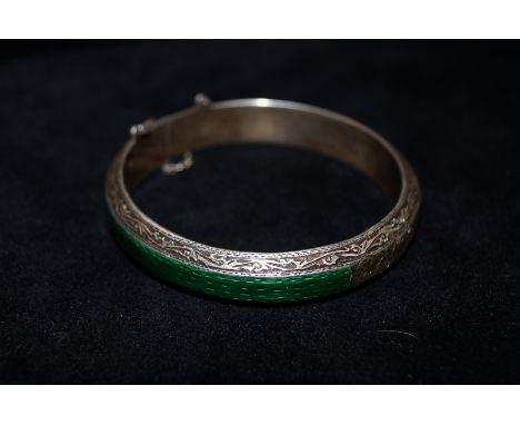 Silver &amp; enamel Siam bangle 