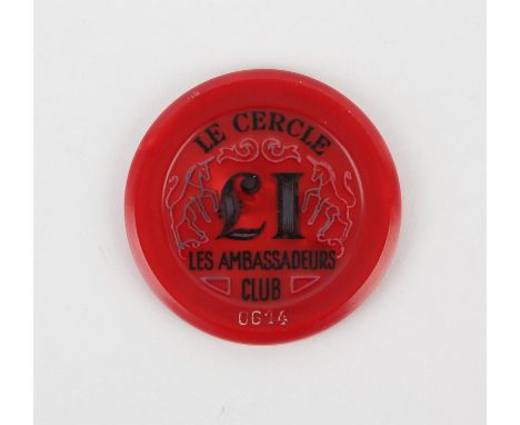 James Bond - Dr. No 1962 Le Cercle £1 casino jeton,Le Cercle plaques and jetons were used in the scene where Sean Connery utt