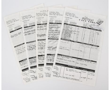 Pulp Fiction (1994) Five Original Production Call Sheets  as used on shoot days 37, 38, 39, 40 and 41 (of 51) dated November 