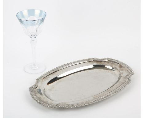 The Lord of the Rings - Rivendell Elrond wine glass & Rivendell silver metal tray prop. Provenance: The vendor owned an event