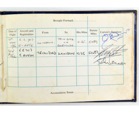 The Beatles - BOAC Junior Jet Club Log Book signed to the inside page by John Lennon and Ringo Starr, with a date 31st March 