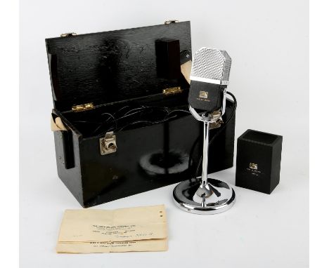 1940s Vintage EMI/HMV 235OH Ribbon Microphone - Boxed. Made at EMI Hayes, Middlesex. Microphone has an XLR plug attached to a