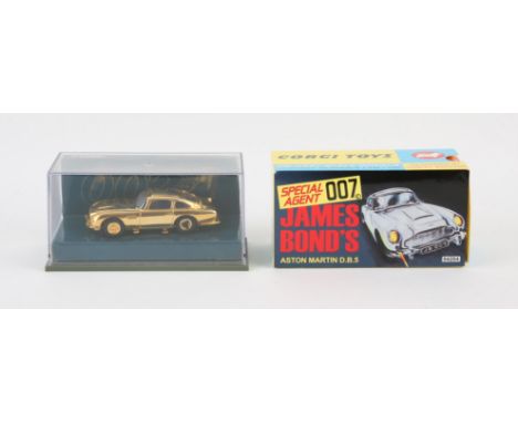 James Bond - Two Cars by Corgi, one boxed, including the Aston Martin DB5 & gold DB5. 