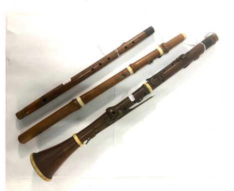 AMENDMENT - TWO FLUTES AND A CLARINET A Victorian wood and ivory alto saxophone by Key of London to/w a Collard &amp; Collard