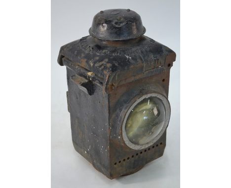 Railwayana - A BR(E) cast iron lamp by Lamp Manufacturing and Railway Supplies Ltd, 38 cm high