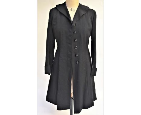 Three 1940s ladies' coats - A&nbsp; black Co-Mar registered tailor made ribbed coat, 43 cm across chest, a Peter Robinson, Th