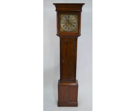 David Comigne, Winton (Winchester), an 18th century oak 8-day longcase clock, the square brass dial with silvered chapter rin