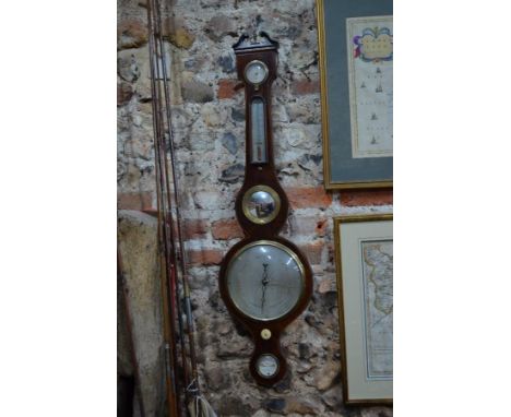 A Georgian mahogany wheel barometer with silvered dials, by J Pigretti &amp; Co, Oswestry, 90 cm h