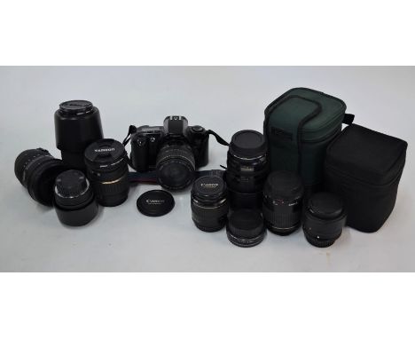 A Canon EOS 500 SLR camera with four lenses to/w four Sigma lenses and a Tamron lens (10)