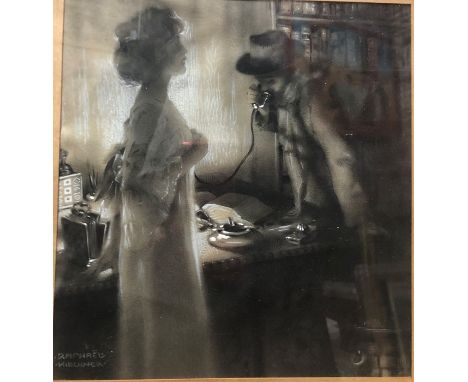 Raphael Kirchner (1876-1917) - 'An Important Call', print, signed lower left, 25.5 x 24 cm