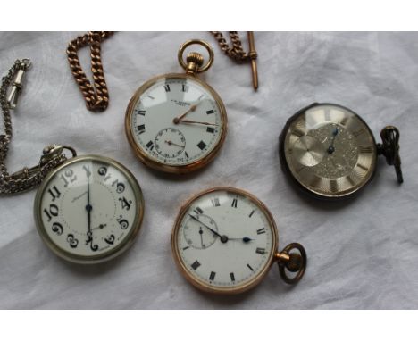 A 9ct yellow gold open faced keyless wound pocket watch the enamel dial with Roman numerals and a seconds subsidiary dial ins