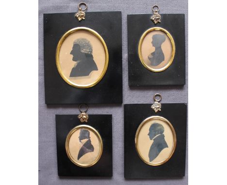 19th century British SchoolHead and shoulders portrait of a Judge in profileA silhouetteOval10.5 x 8.5cmTogether with three o