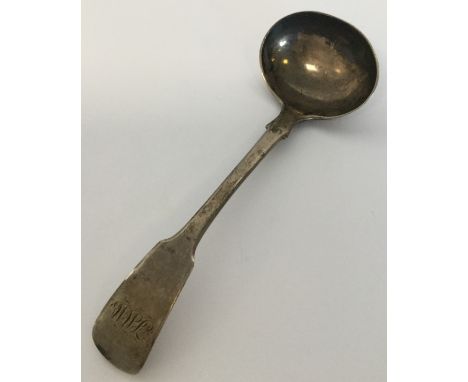 EXETER: A small silver fiddle pattern cream ladle. By GF. Approx. 25 grams. Est. £15 - £20.