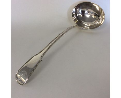 A heavy Georgian silver fiddle pattern soup ladle. London. By WE&amp;WF. Approx. 221 grams. Est. £120 - £150.
