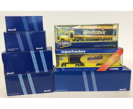 Seven boxed "Weetabix" die-cast model vehicles, comprising two CORGI examples numbered TY86718 and 91320 together with others